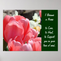 Became a Nurse art prints Pink Tulips Care Healing