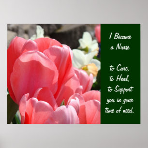 Became a Nurse art prints Pink Tulips Care Healing