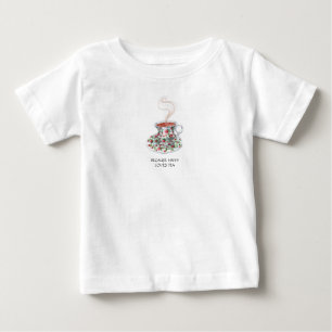 Because happy loves tea slogan, vintage cup roses baby T-Shirt