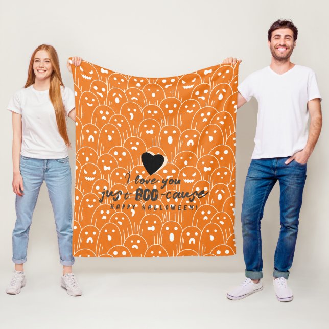 Because I Love You Just Boocause Ghost Gang Orange Fleece Blanket (In Situ)