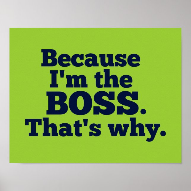 Because I'm the boss, that's why. Poster (Front)