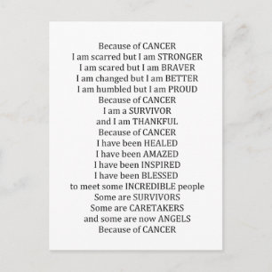 Because of Cancer Postcard