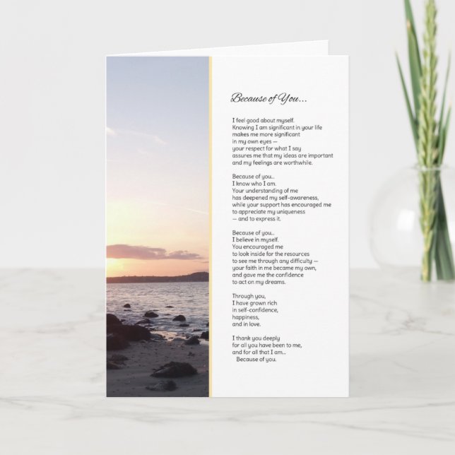 Because of You... Thank You Card (Front)