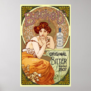 Bechers Bitter alfons Mucha ~ Art Nouveau Poster