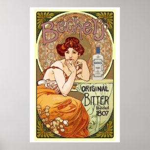 Becher's Bitters, 1807, Art Nouveau Poster