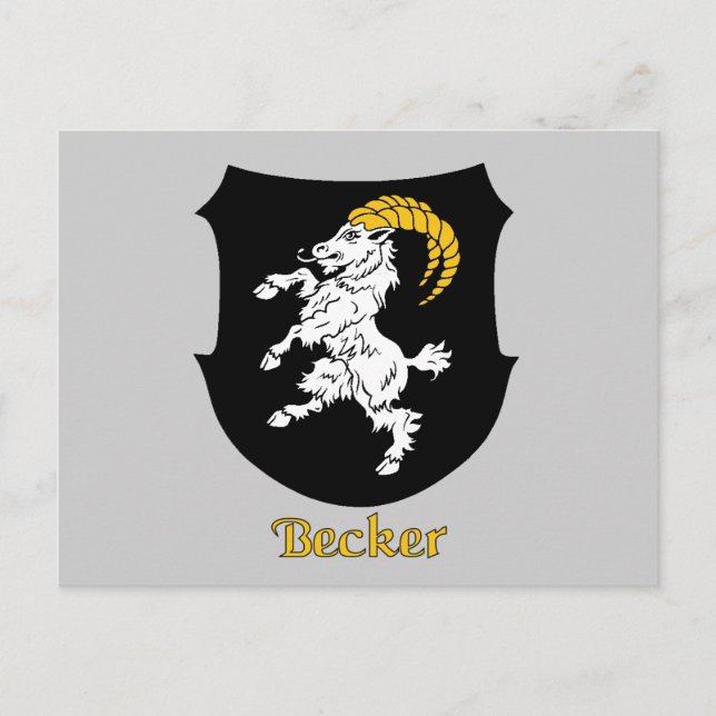 Becker Family Shield Postcard (Front)