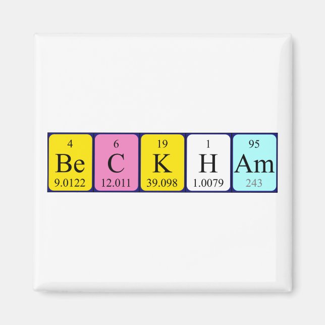 Beckham periodic table name magnet (Front)