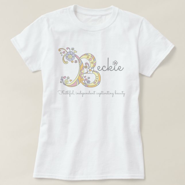 Beckie girls B name meaning monogram tee (Design Front)