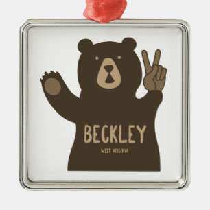 Beckley West Virginia Peace Bear Metal Tree Decoration