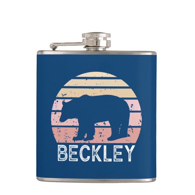 Beckley West Virginia Retro Bear Hip Flask (Front)