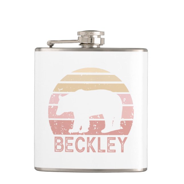 Beckley West Virginia Retro Bear Hip Flask (Front)