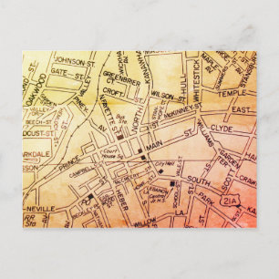 Beckley, WV Vintage Map Postcard