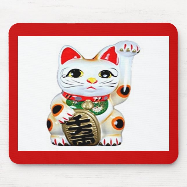 Beckoning cat mouse mat (Front)