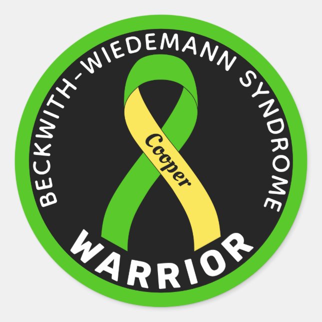 Beckwith-Wiedemann Syndrome Warrior Ribbon Black Classic Round Sticker (Front)