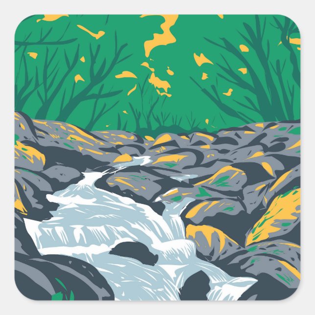 Becky Falls Dartmoor Square Sticker (Front)