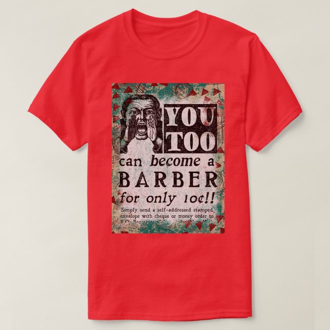 Become A Barber Vintage Ad T-Shirt (Design Front)