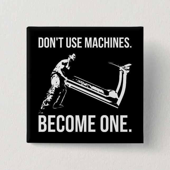 Become A Machine - Cartoon, Strongman, Treadmill 15 Cm Square Badge (Front)