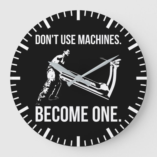 Become A Machine - Cartoon, Strongman, Treadmill Large Clock (Front)