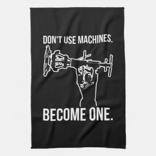 Become A Machine - Funny Cartoon Strongman Lifting Tea Towel