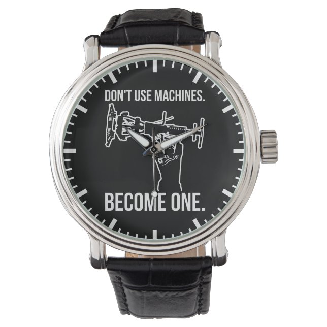 Become A Machine - Funny Cartoon Strongman Lifting Watch (Front)