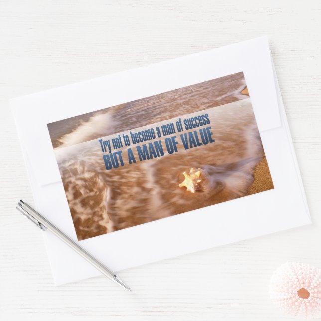 "Become a man of value" Inspirational Quote Rectangular Sticker (Envelope)