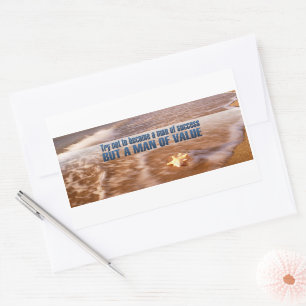 "Become a man of value" Inspirational Quote Rectangular Sticker