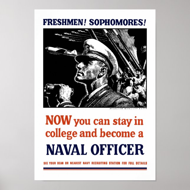 Become A Naval Officer - WW2 Recruiting Poster (Front)