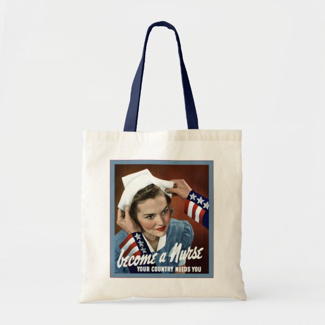 Become A Nurse ~ Vintage Nurse Tote Bag (Front)