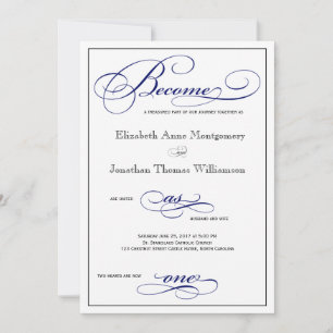 Become as One Blue Script Wedding Invitation