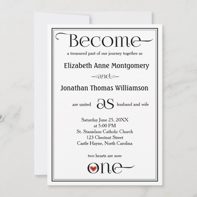 Become as One Contemporary Christian Wedding Invitation (Front)