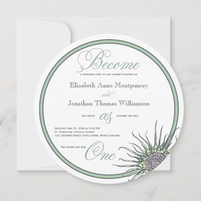 Become as One Scottish Thistle Wedding Invitation (Front)