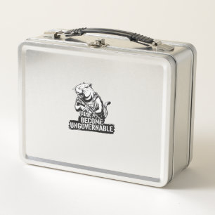 Become Ungovernable Baby Moo Deng Funny Saying Tan Metal Lunch Box