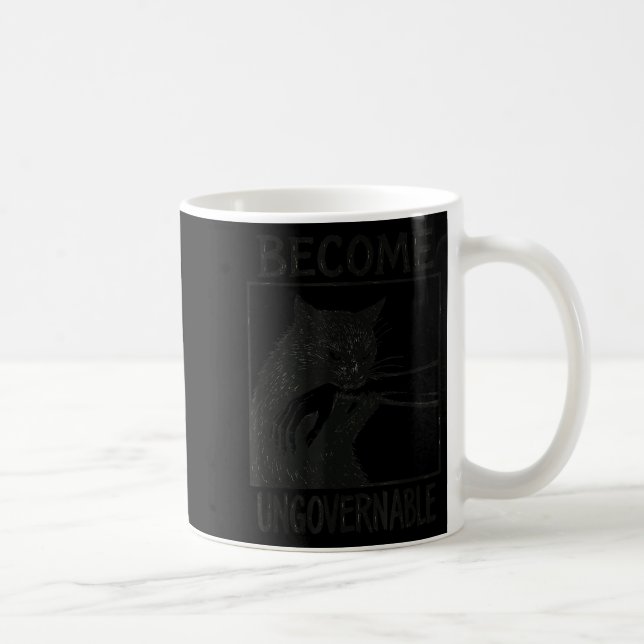 Become Ungovernable Black Cat Biting Hand Funny Ca Coffee Mug (Right)