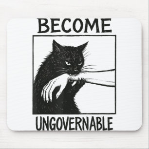 Become Ungovernable Black Cat Biting Hand Funny Ca Mouse Mat