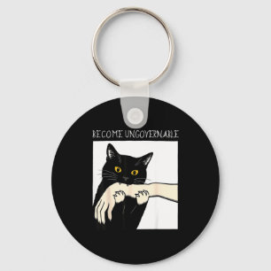 Become Ungovernable - Black Cat Biting Hand Funny  Key Ring