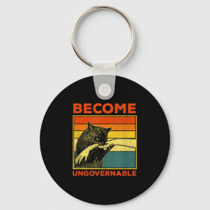 Become Ungovernable - Black Cat Biting Hand Funny Key Ring