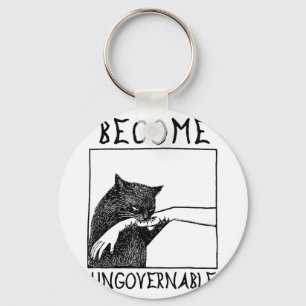Become Ungovernable - Black Cat Biting Hand Funny Key Ring