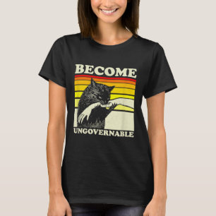 Become Ungovernable Black Cat Biting Hand Funny Me T-Shirt