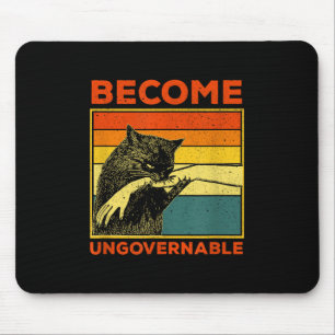Become Ungovernable - Black Cat Biting Hand Funny Mouse Mat
