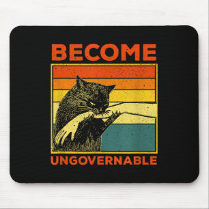 Become Ungovernable - Black Cat Biting Hand Funny Mouse Mat