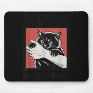 Become Ungovernable - Black Cat Biting Hand Funny Mouse Mat