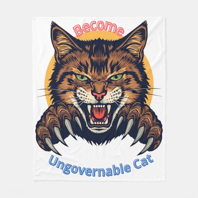 Become Ungovernable Cat Fleece Blanket (Front)