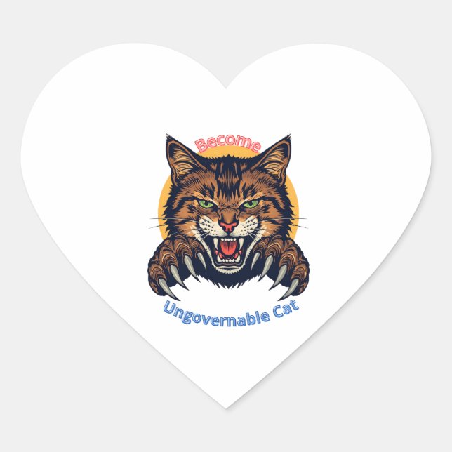 Become Ungovernable Cat Heart Sticker (Front)