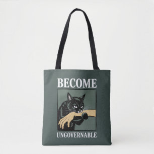 Become Ungovernable Funny Animal Anarchy Gift Cat Tote Bag