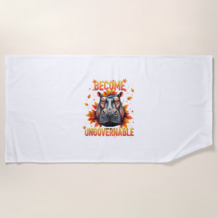 Become Ungovernable Funny Baby Hippo Moo Deng Men Beach Towel