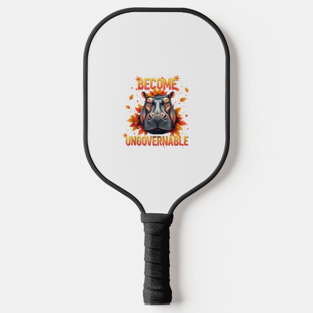 Become Ungovernable Funny Baby Hippo Moo Deng Men  Pickleball Paddle (Front)