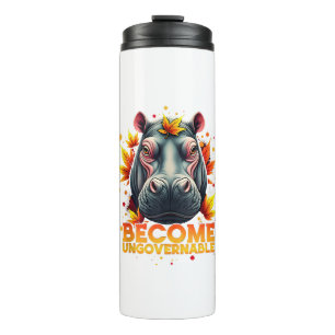 Become Ungovernable Retro Baby Hippo Moo Deng Autu Thermal Tumbler