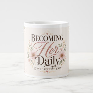 Becoming Her Daily Floral Self-Love Large Coffee Mug