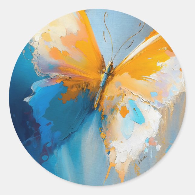 Becoming Light – Abstract Butterfly In Motion Classic Round Sticker (Front)