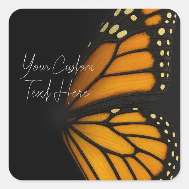 Becoming Mariposa Monarch Butterfly Bridal Shower Square Sticker (Front)